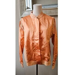 Vintage Suzanne Somers Women's Track Workout Bomber Jacket Small Medium Orange